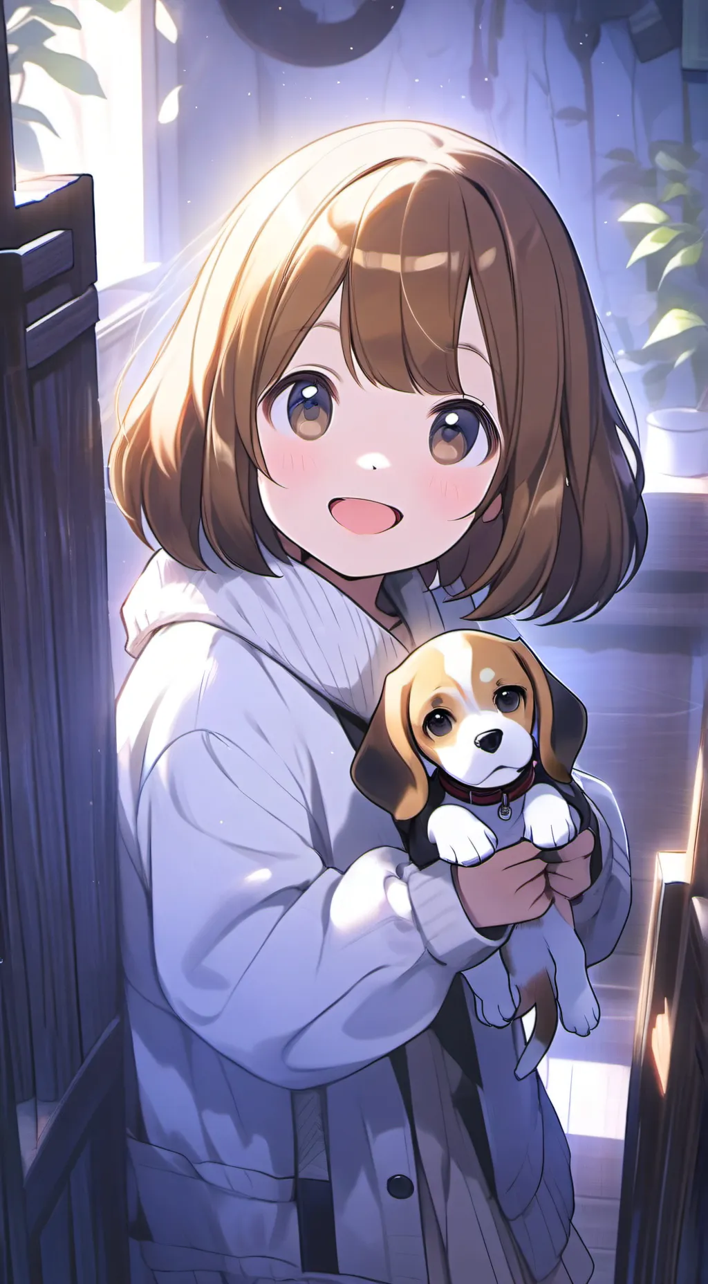 ai character: Tiny Beagle Furry background