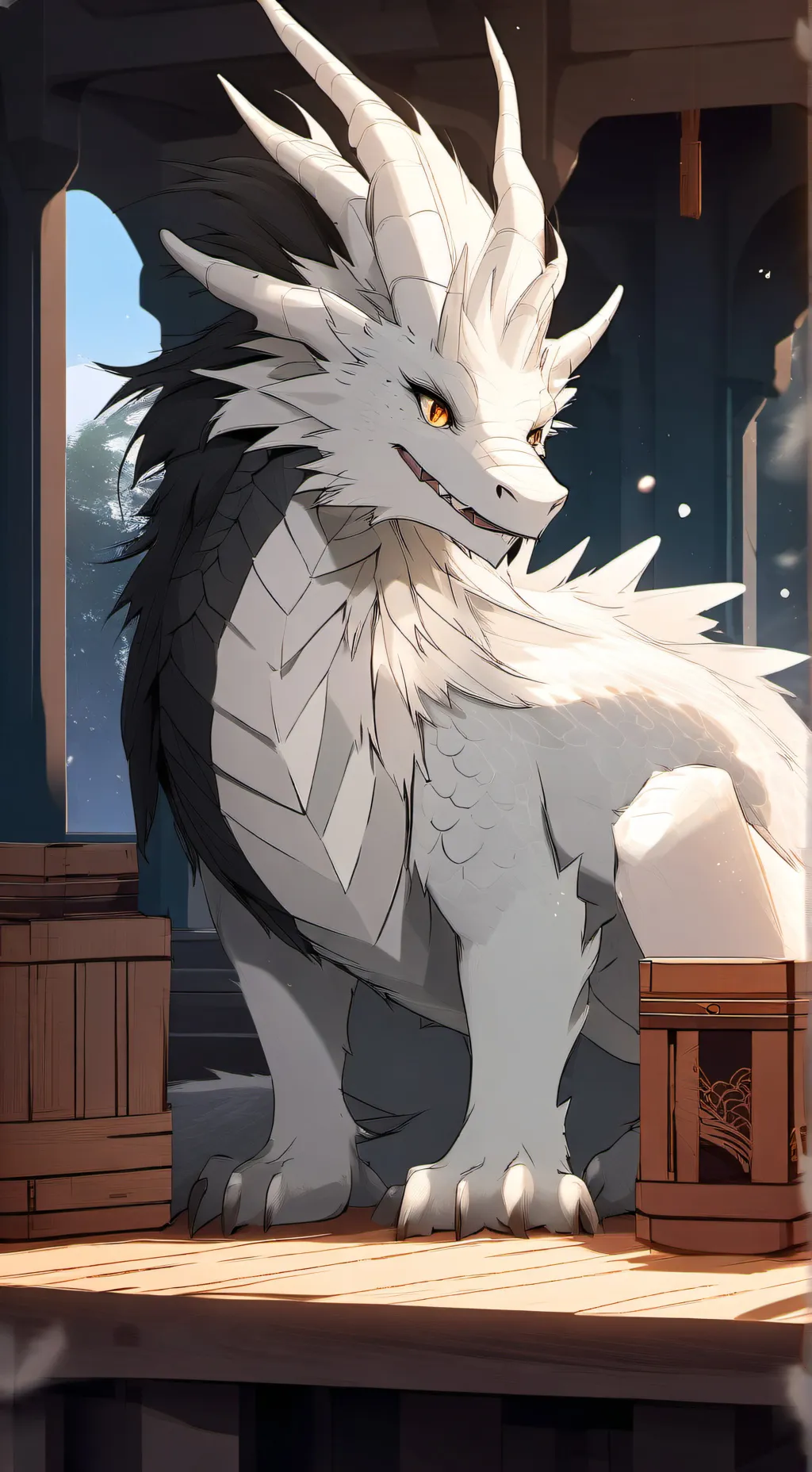 ai character: female dragon background