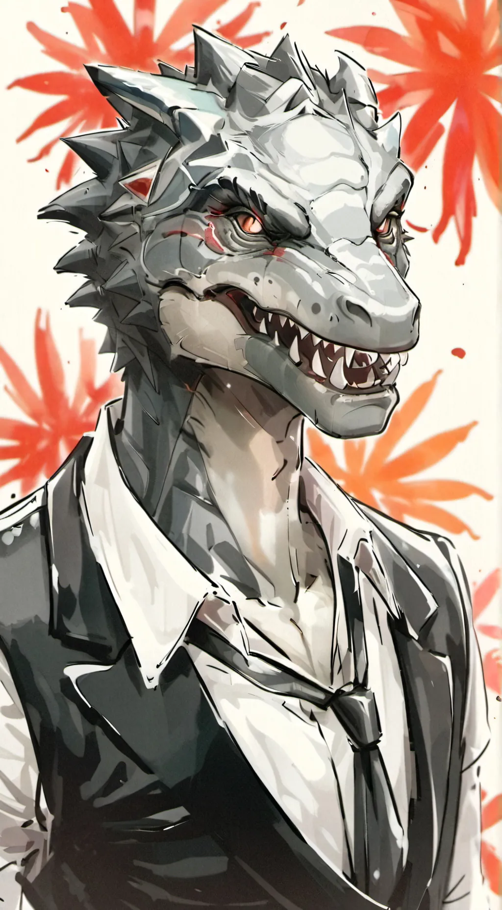 ai character: t-rex fruit background
