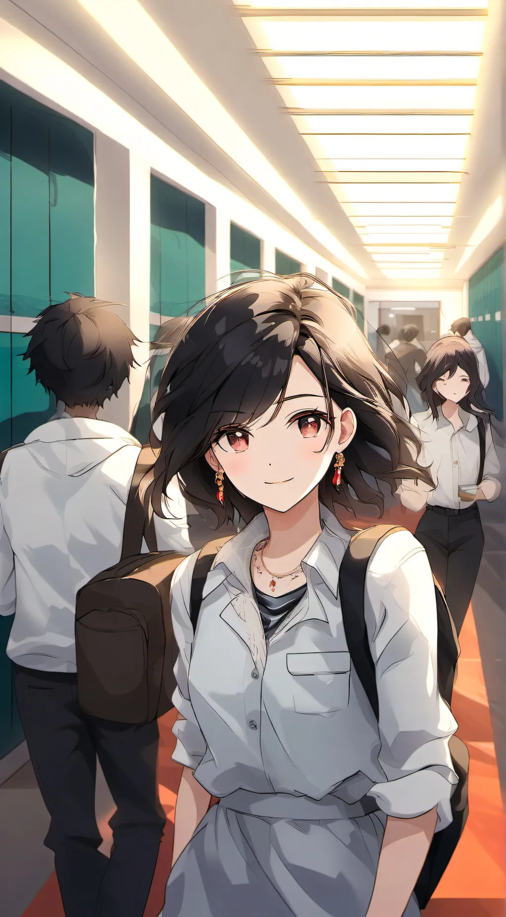 ai character: hallway students  background