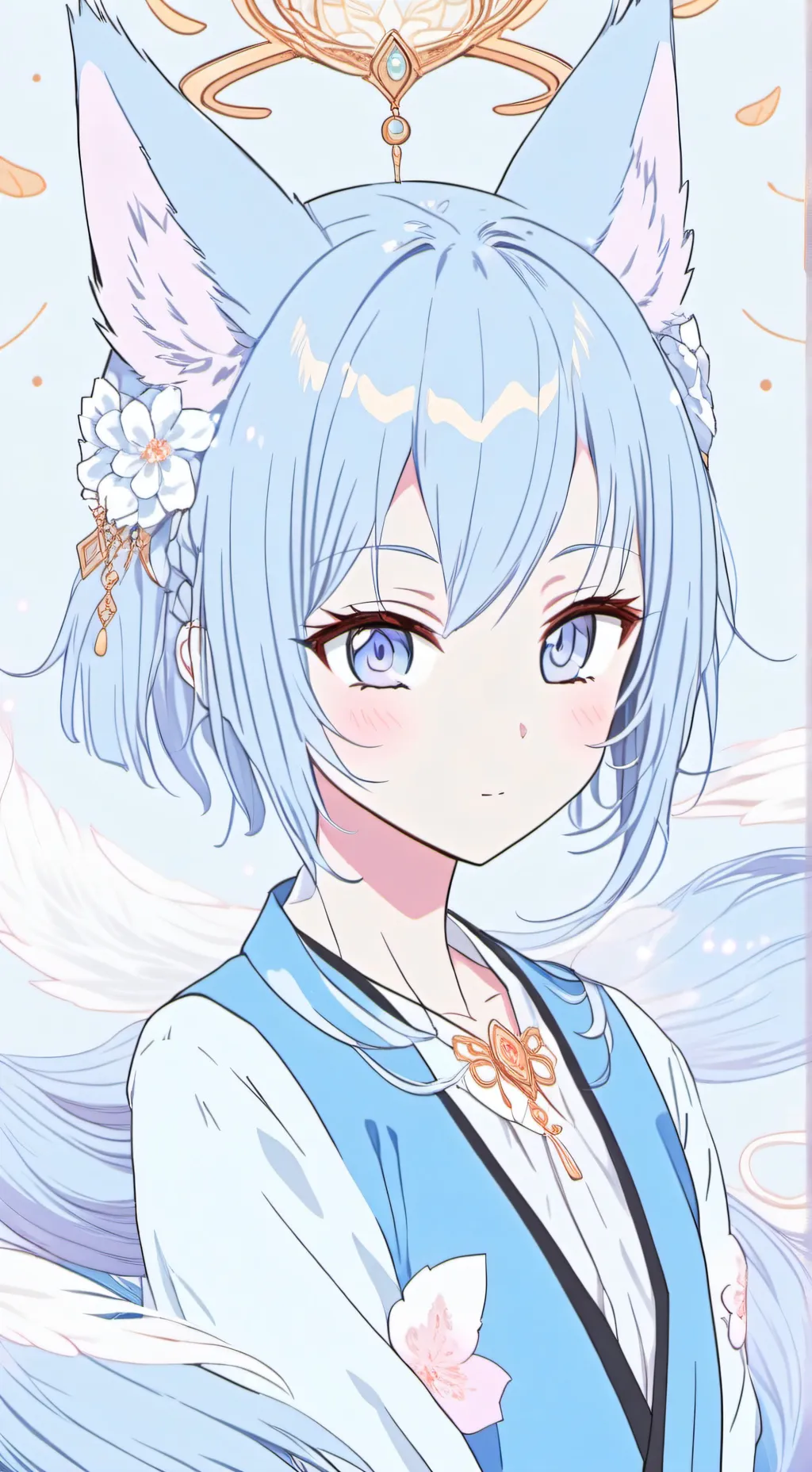 ai character: Nine-Tails Kitsune Angel background