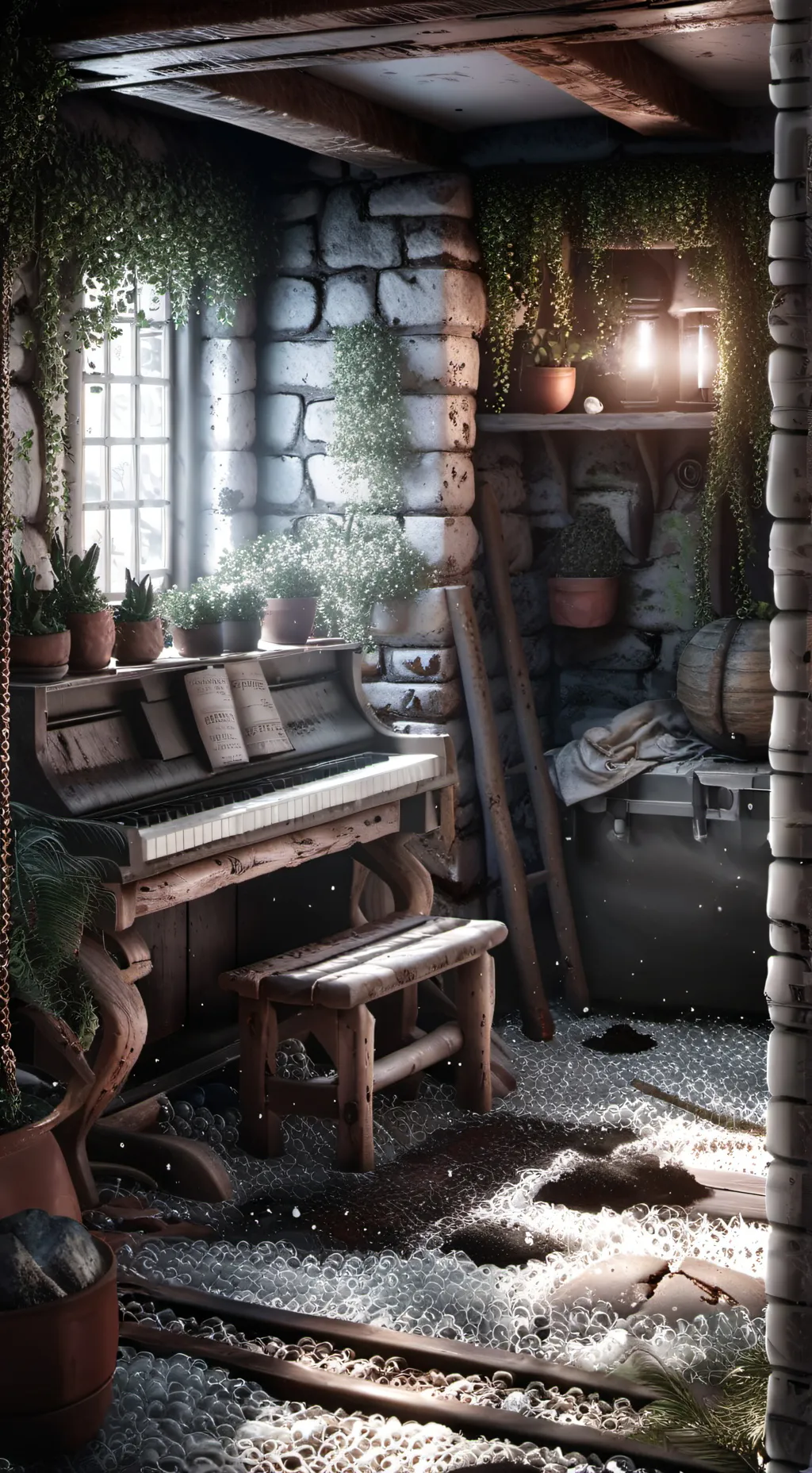 ai character: A basement  background