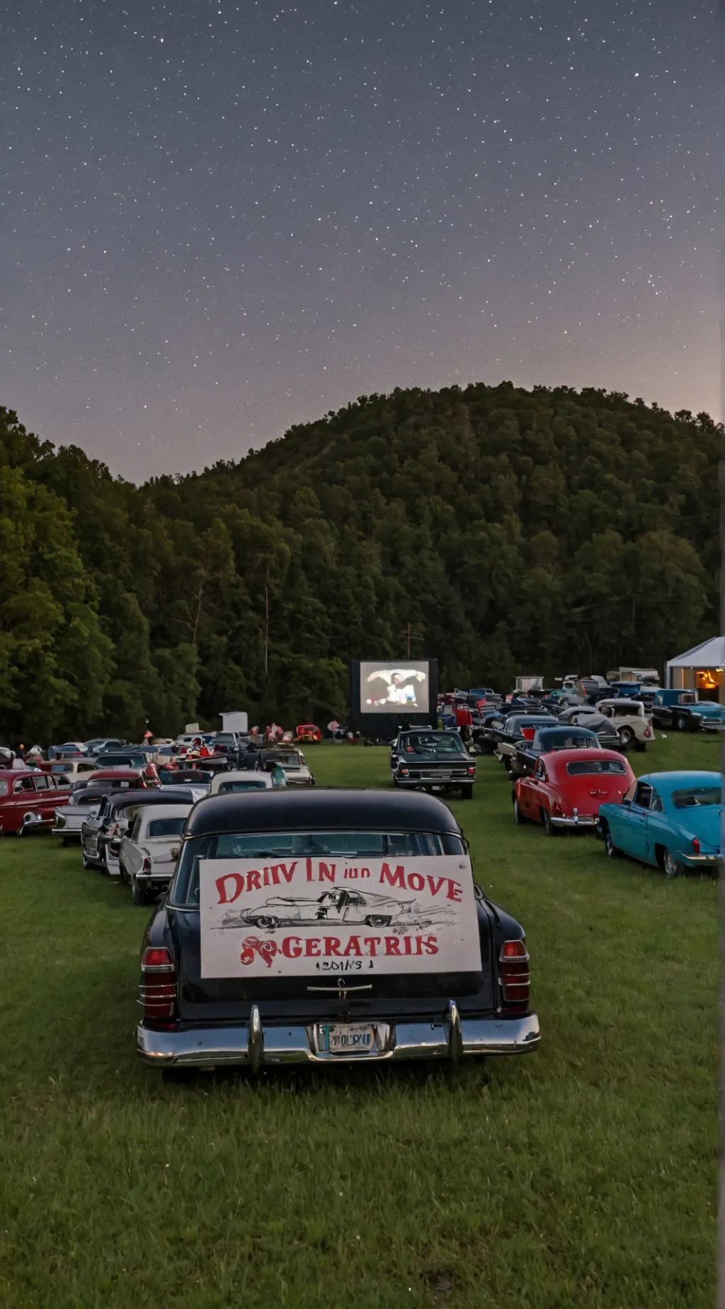 ai character: Drive in movie🎀 background