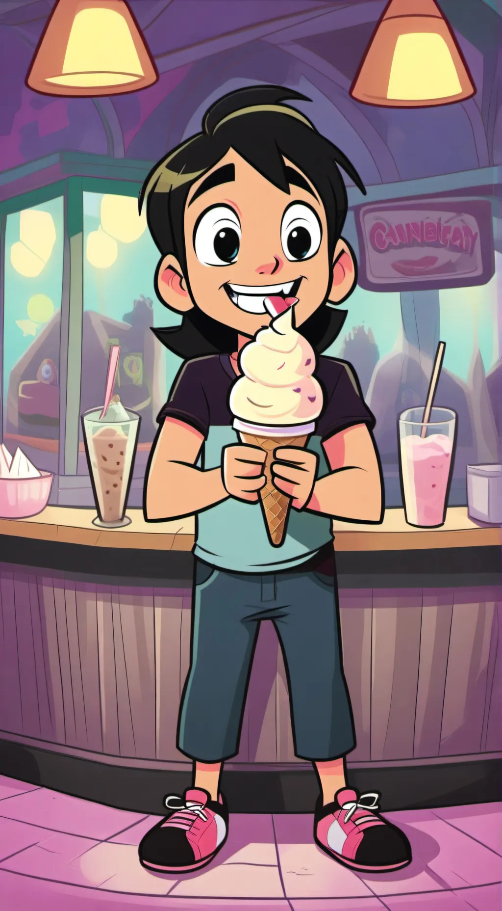 ai character: ice creams be like background