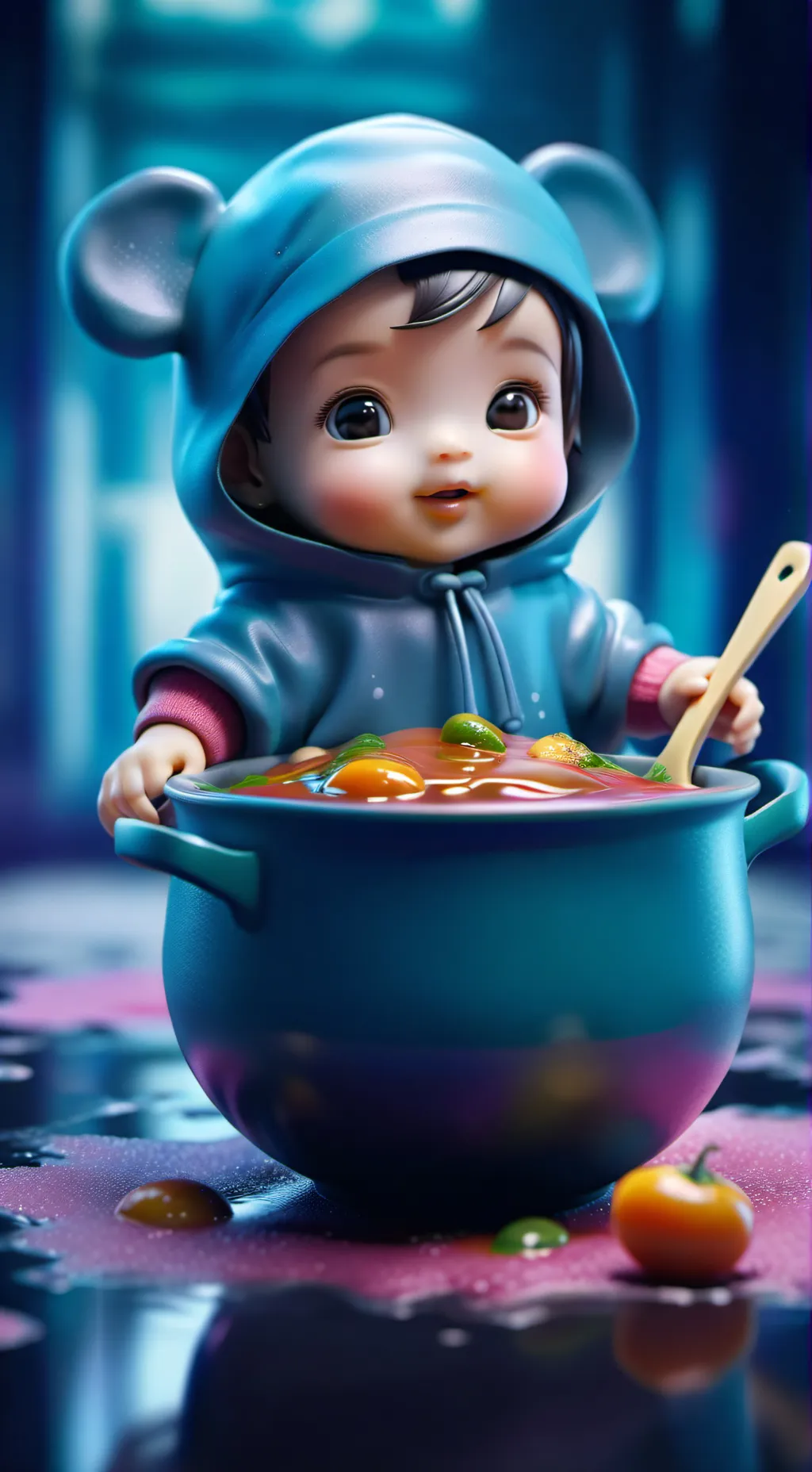 ai character: soup baby background