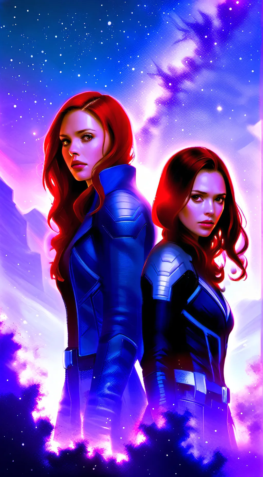 ai character: Natasha and wanda  background