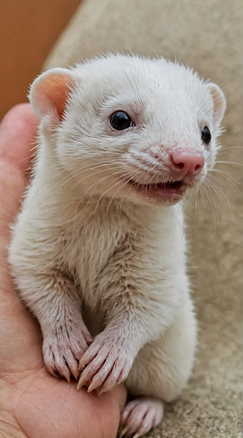 ai character: Baby albino ferret background