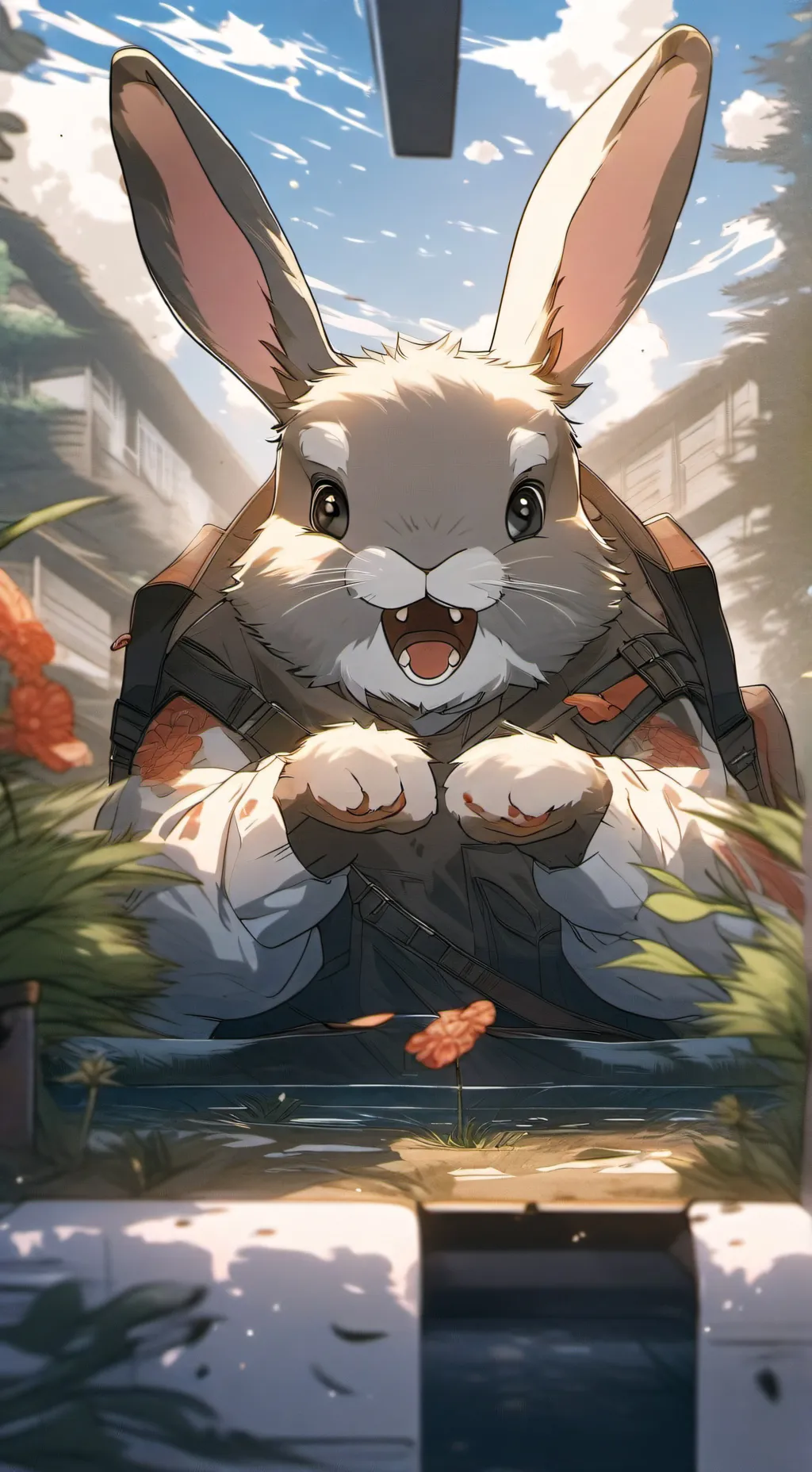 ai character: giant bunny rabbit background