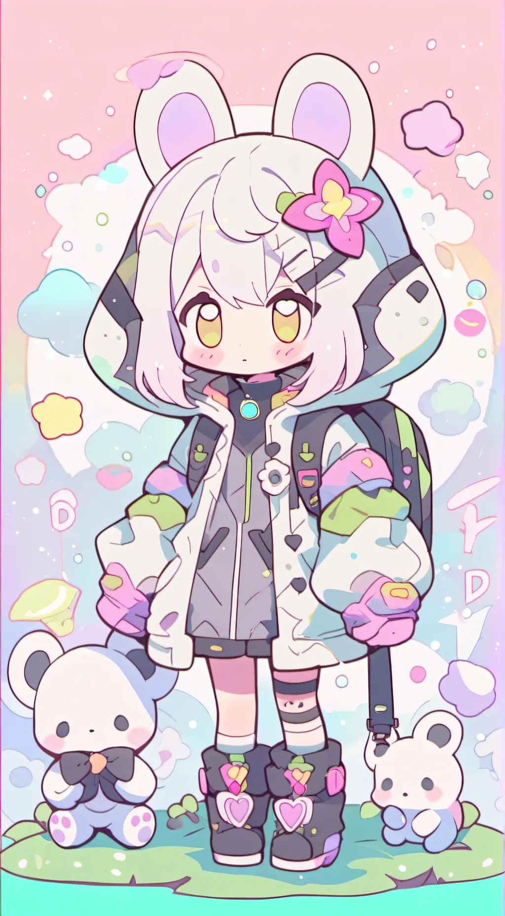 ai character: neon background