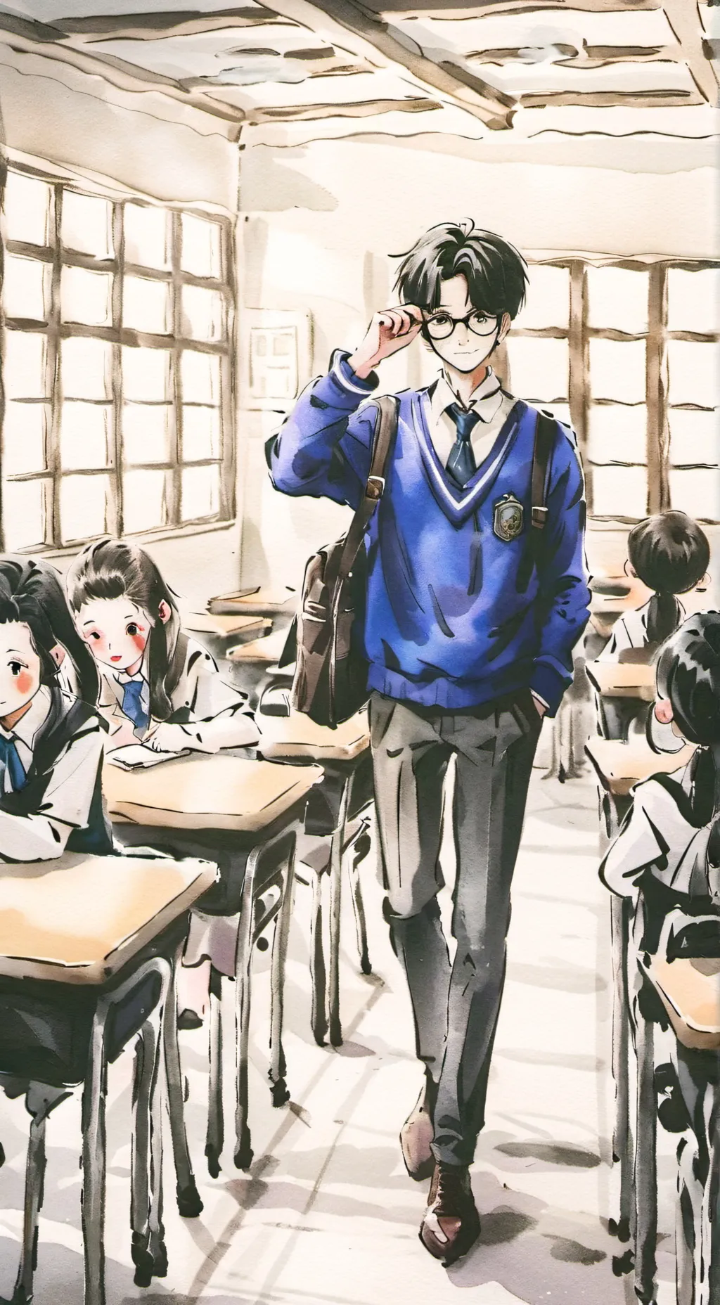 ai character: Magic school  background