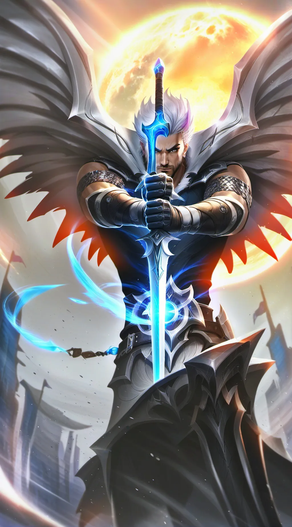 ai character: arcangelo Michele  background