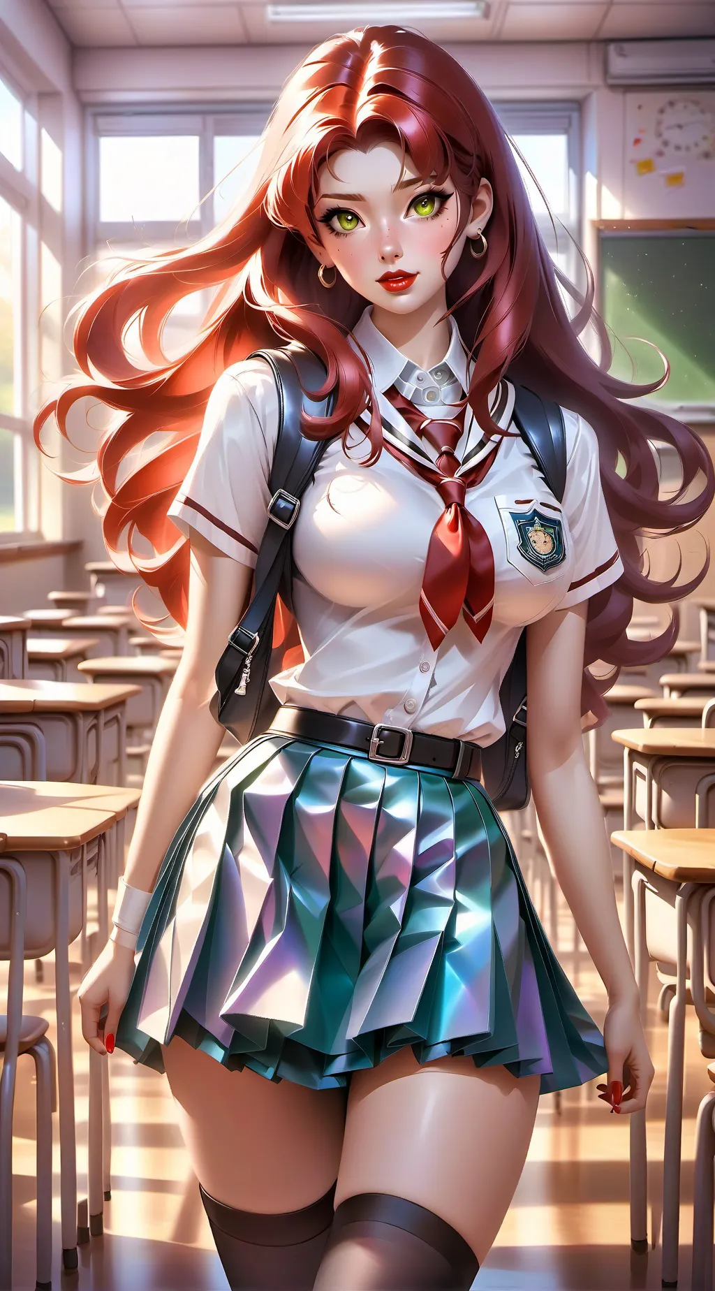 ai character: Rebecca green background