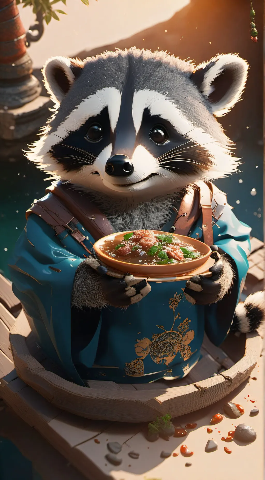 ai character: A raccoon background