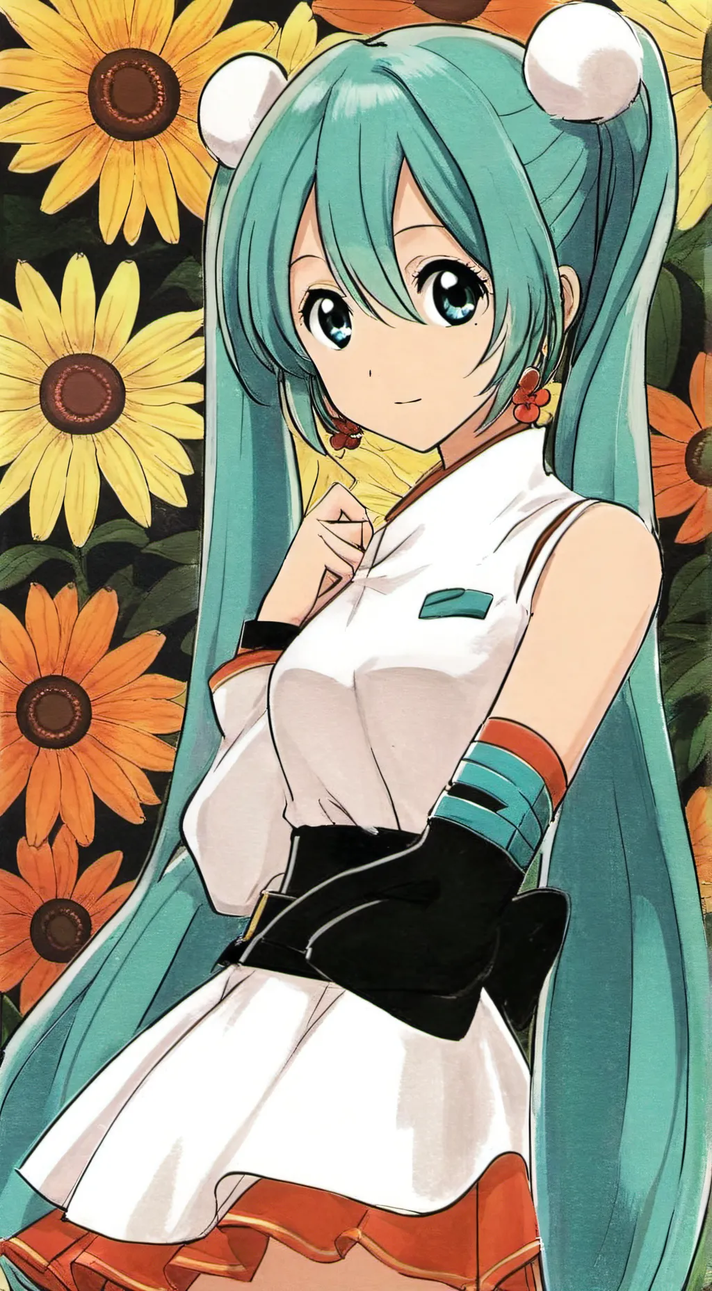 ai character: Miku >< background