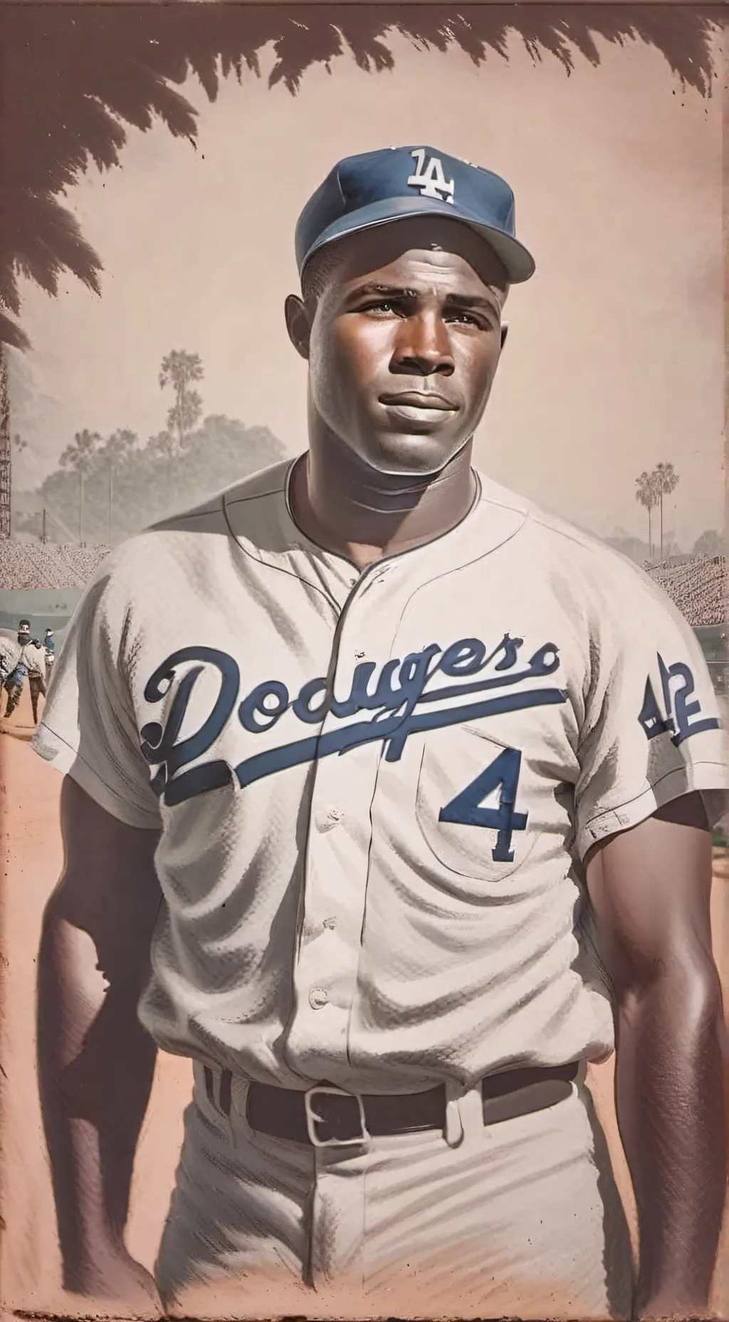 ai character: Jackie Robinson  background