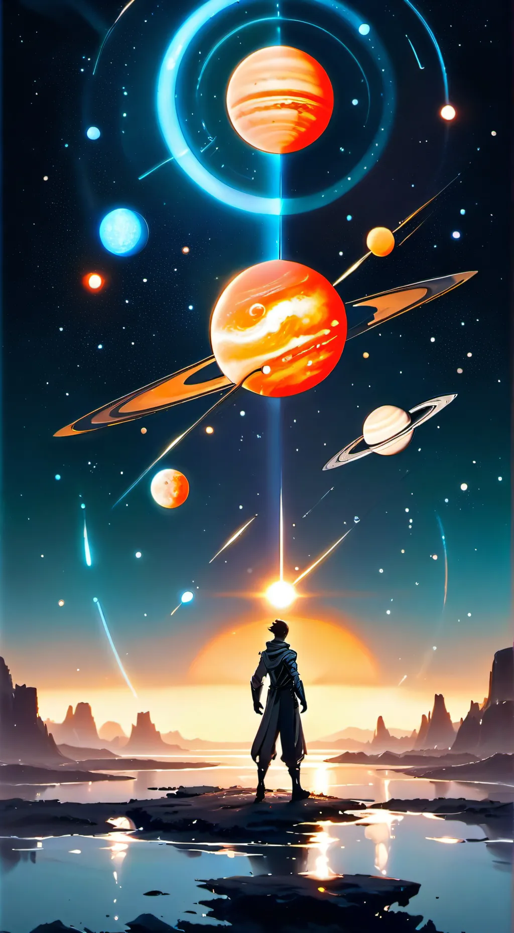ai character: Planets sisters  background