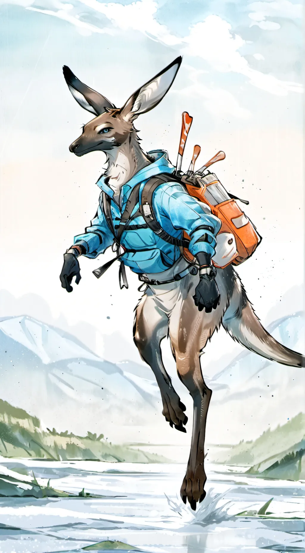 ai character: a kangaroo background