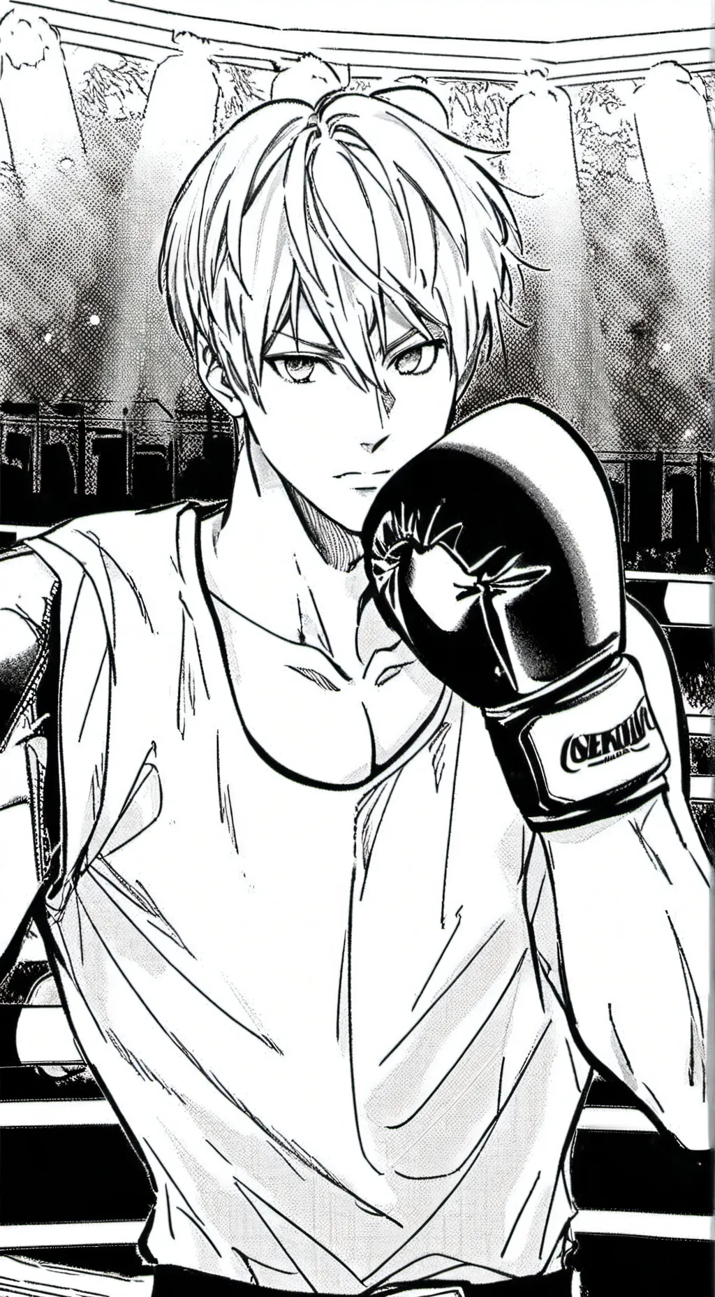 ai character: Boxing match background