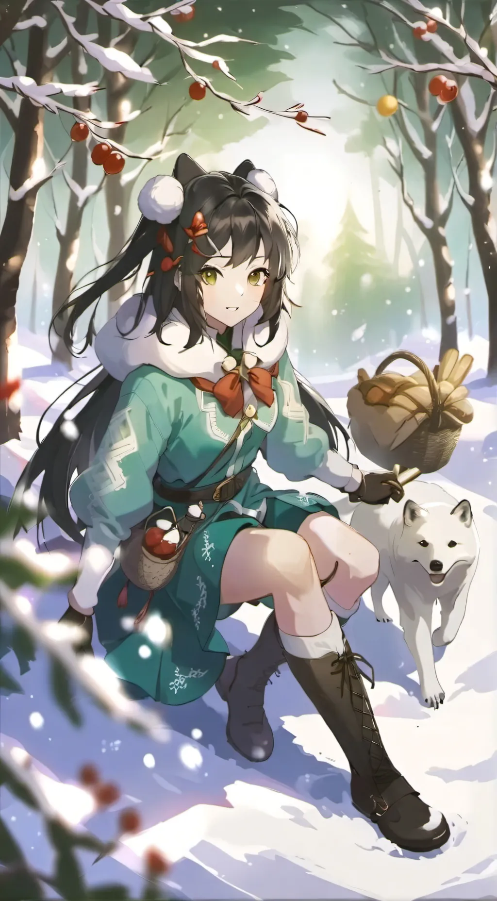 ai character: snow war girl background