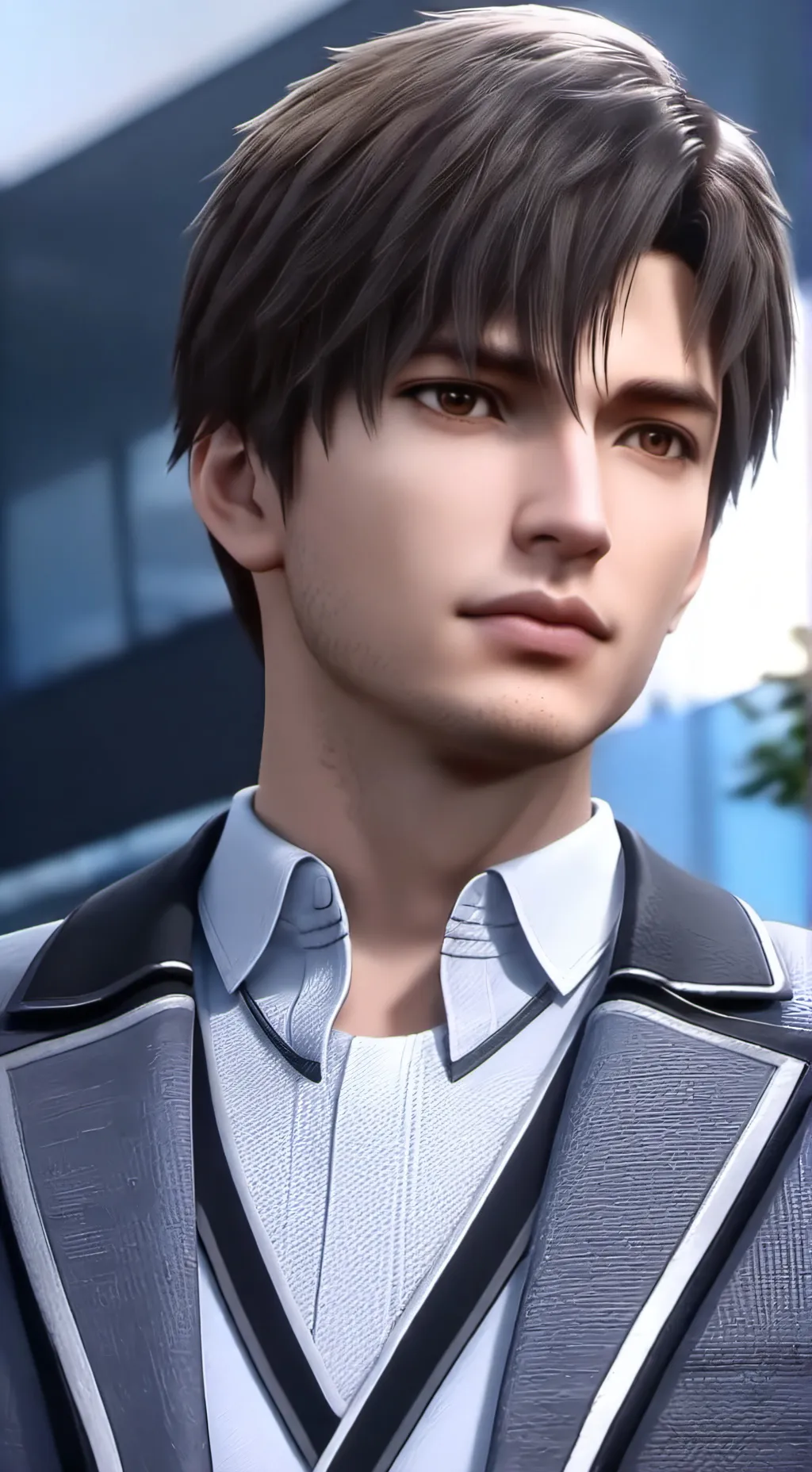 ai character: Handsome young man background
