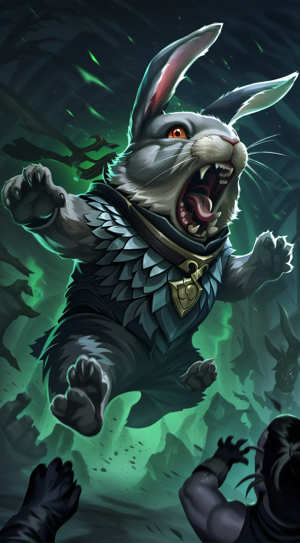 ai character: giant rabbit  background