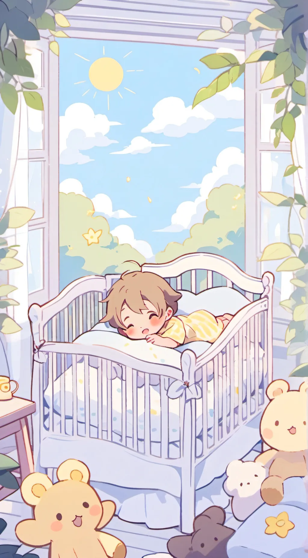 ai character: sun babies background