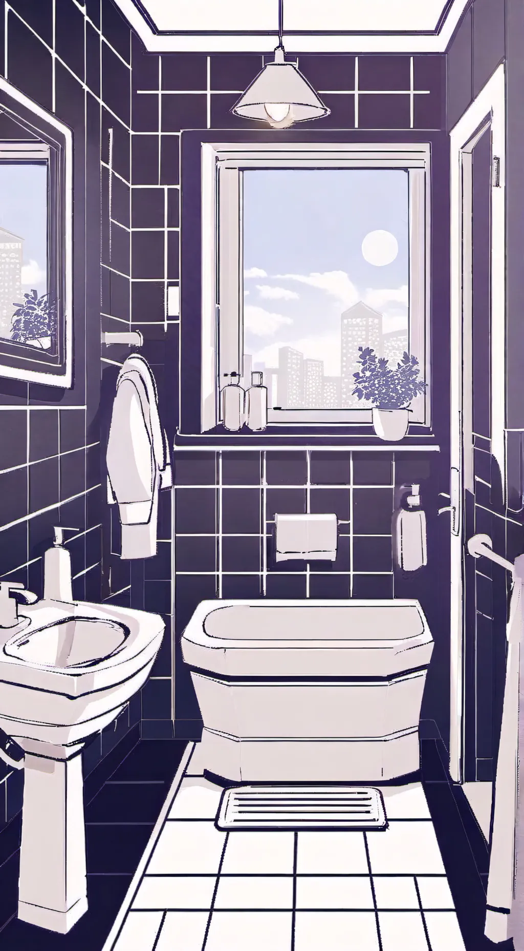 ai character: • toilet line..😓 background