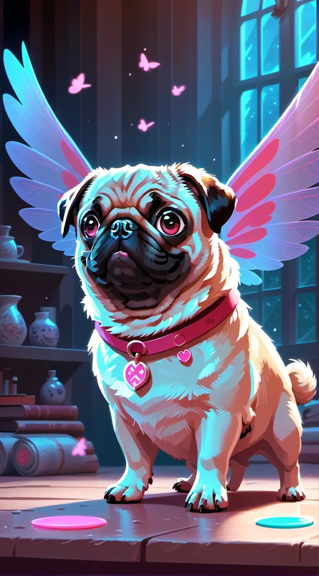 ai character: Pixie Pug background