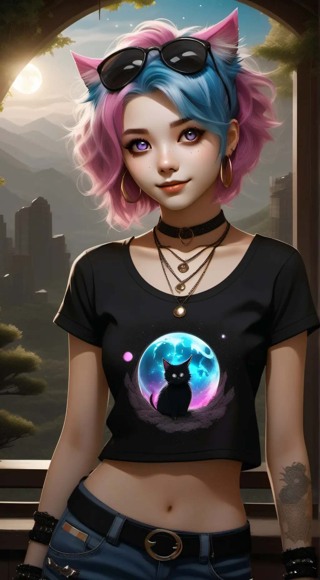 ai character: ✨Leslie White😺🌙 background