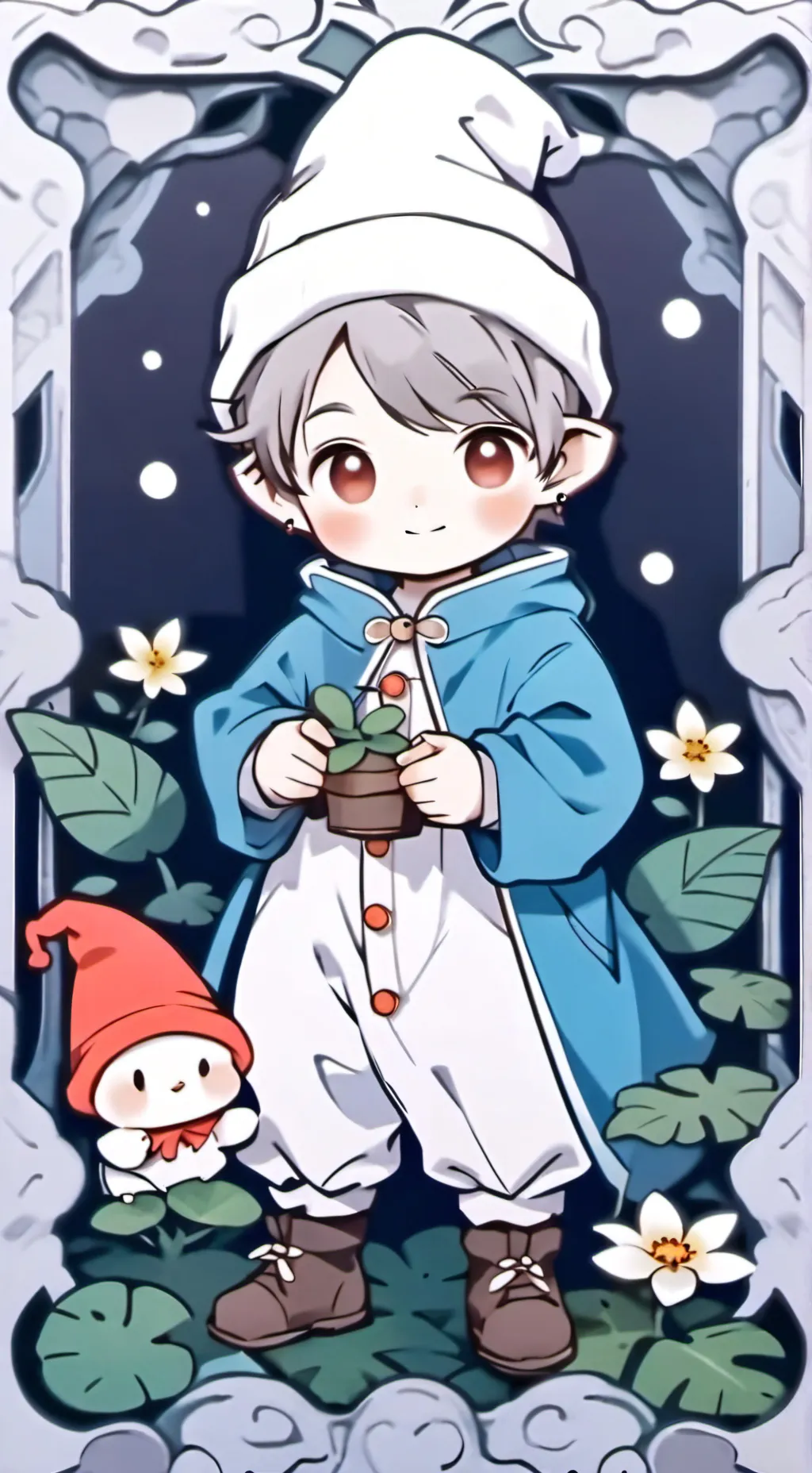ai character: Garden Gnome Baby background