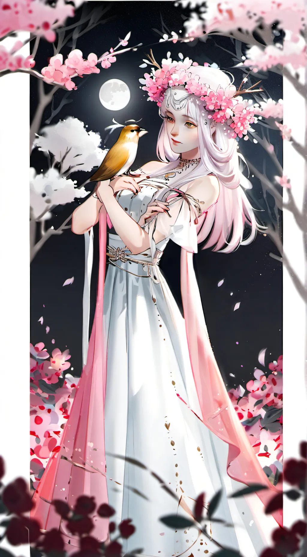 ai character: flowers background