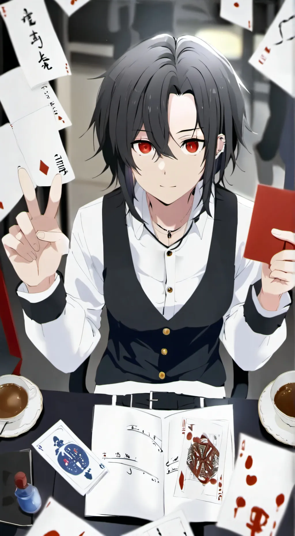 ai character: {🩵x🖤} background