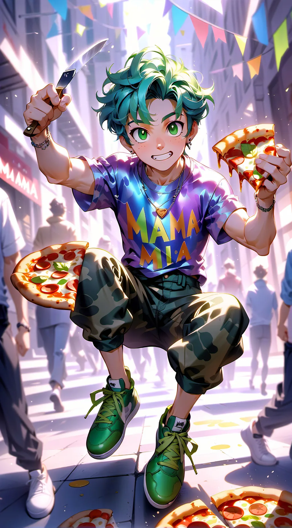 ai character: mamma mia papa  background