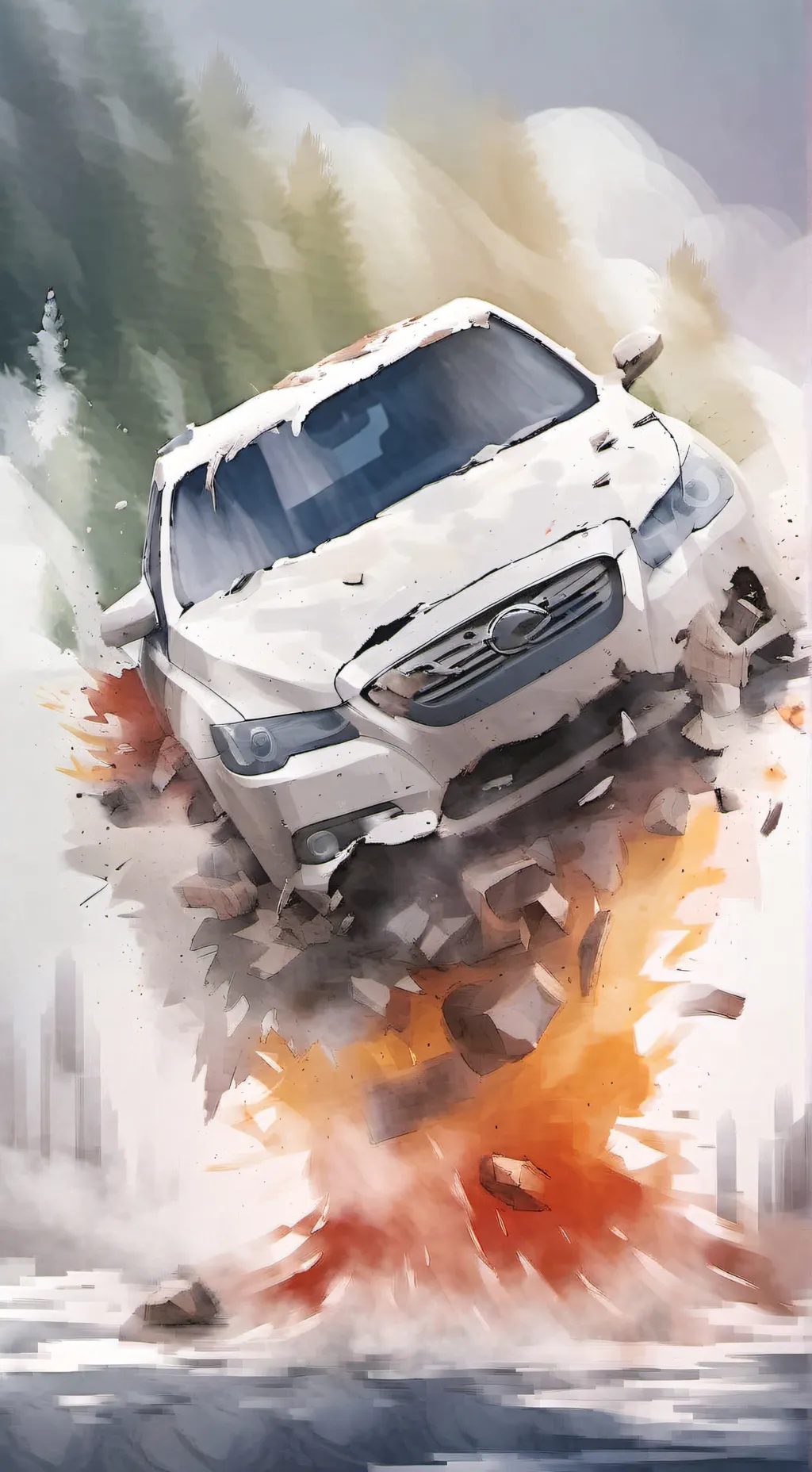 ai character: car crash background