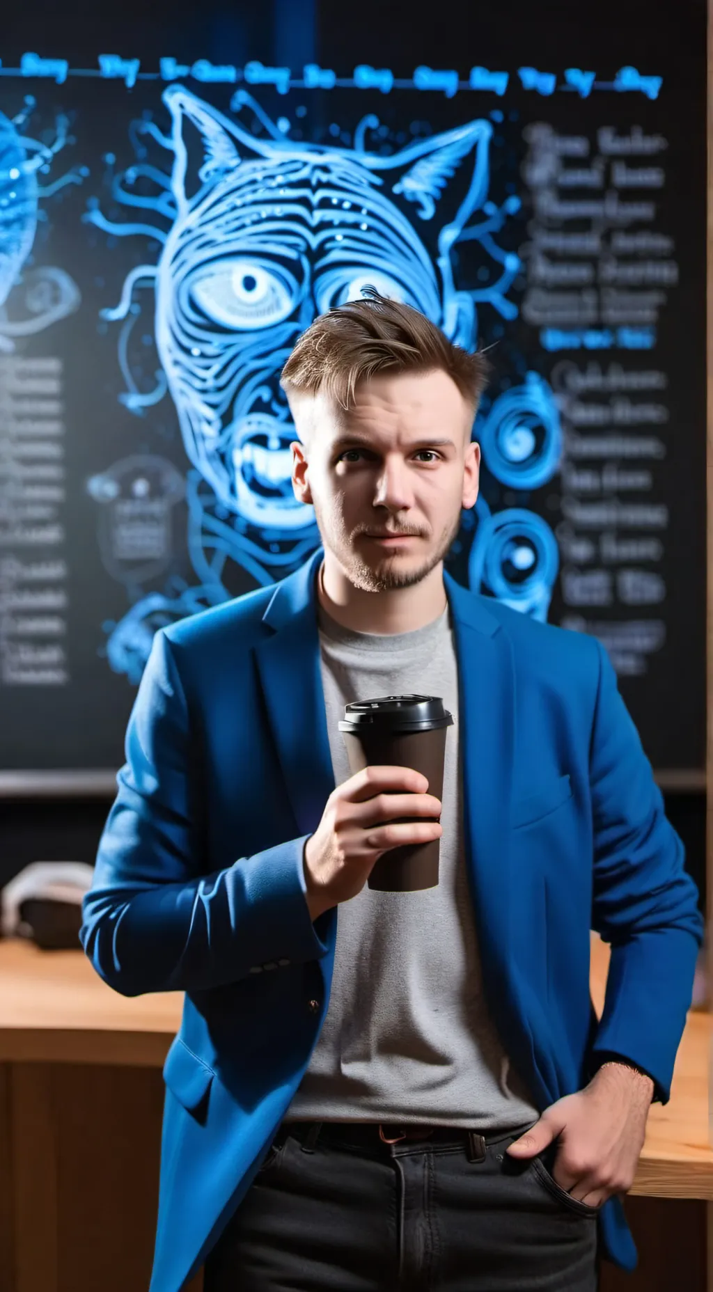 ai character: The Quantum Latte Theorist background
