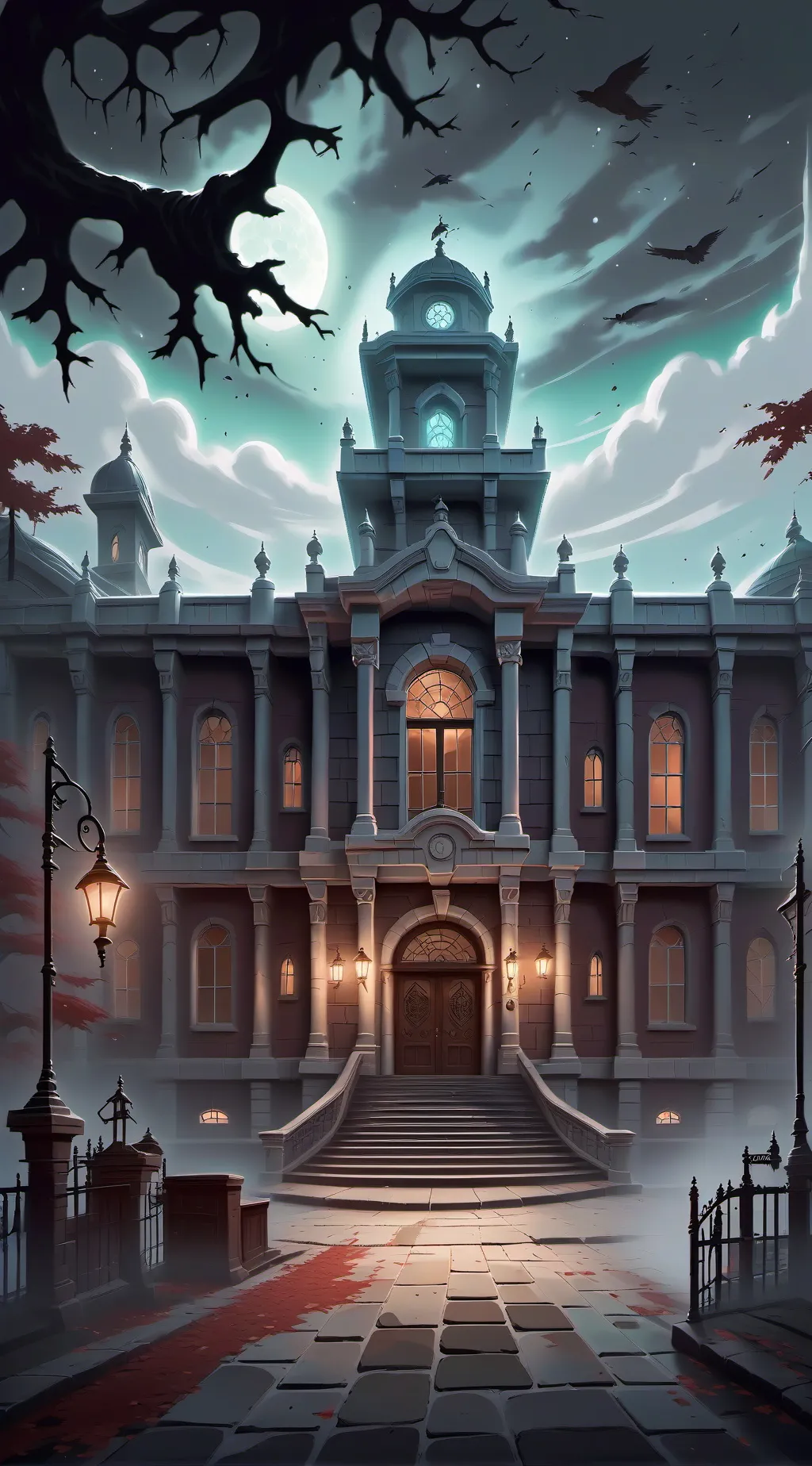 ai character: Haunted Library  background