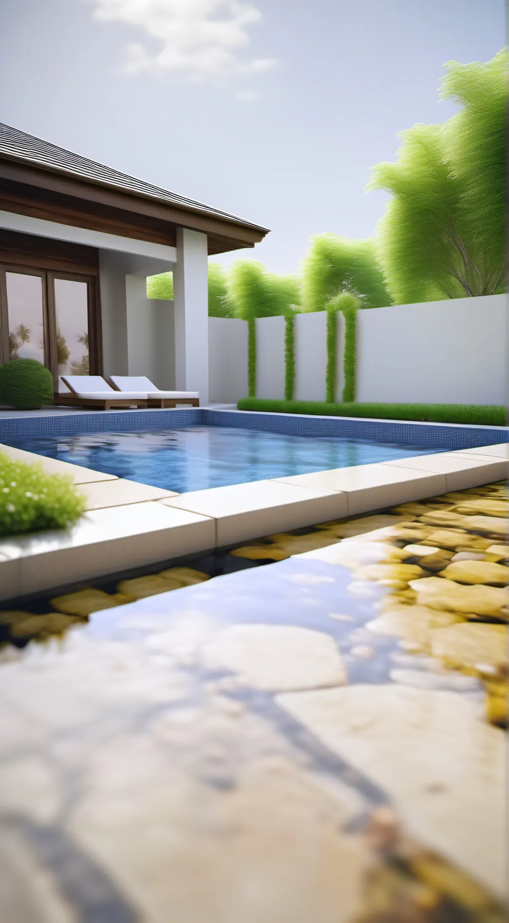 ai character: Swimming pool background