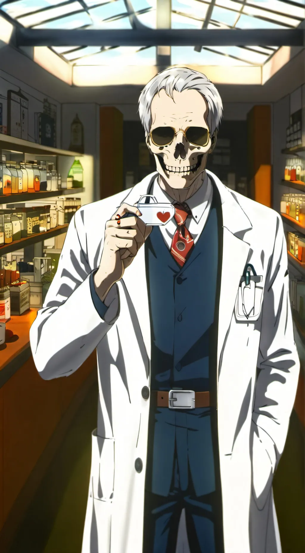 ai character: skeleton scientist background