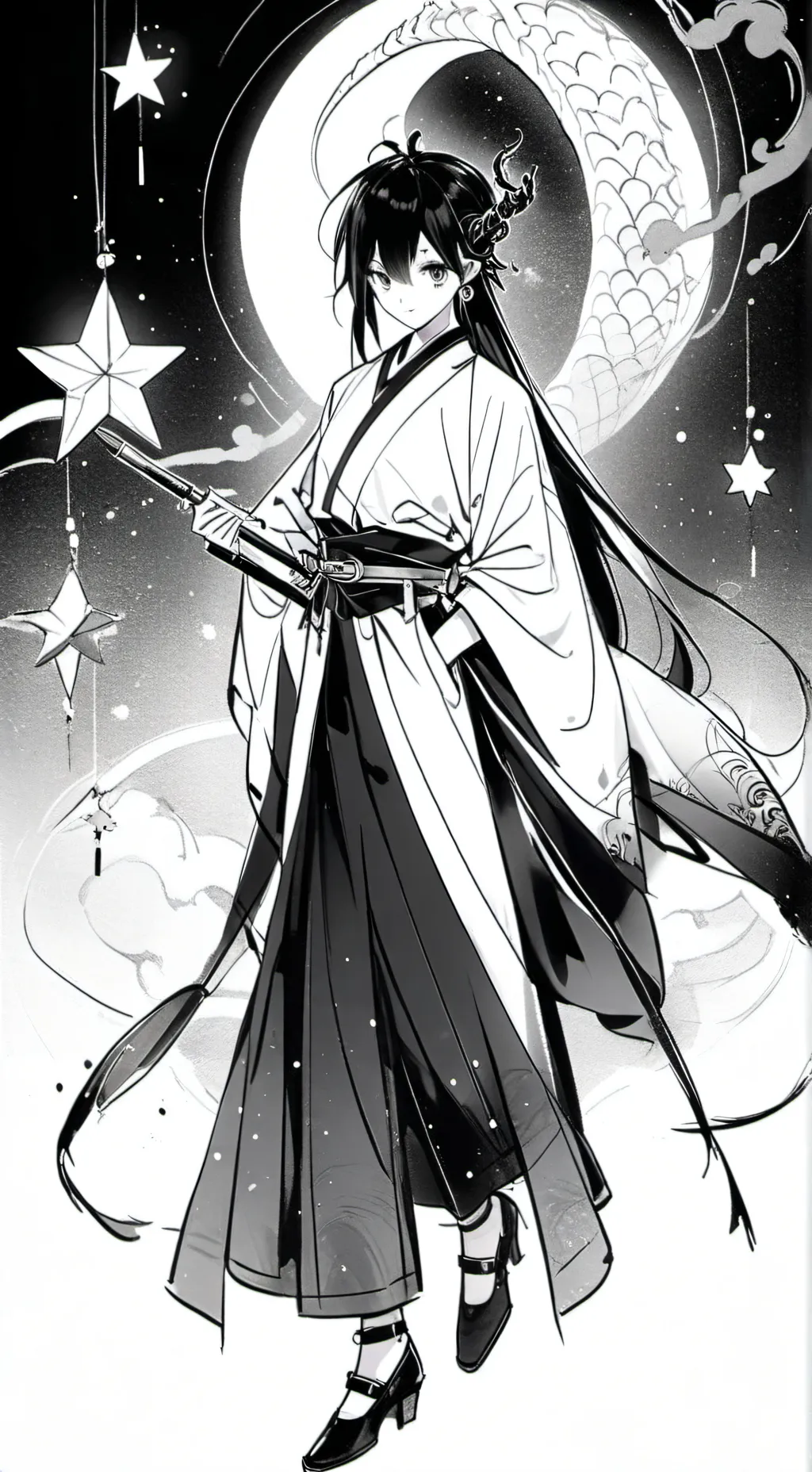 ai character: Black magic dragon background