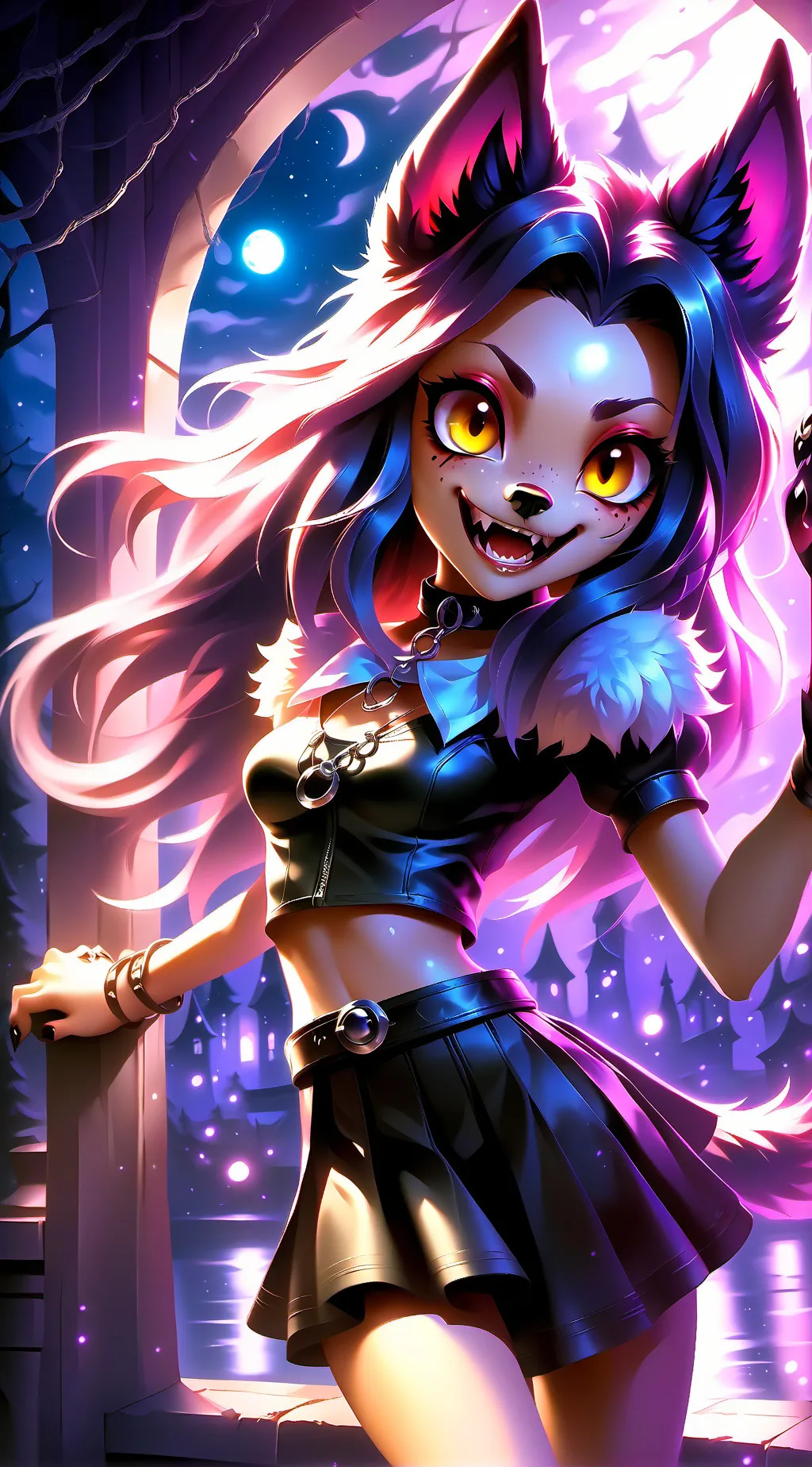 ai character: Hellhound Girl Fur background