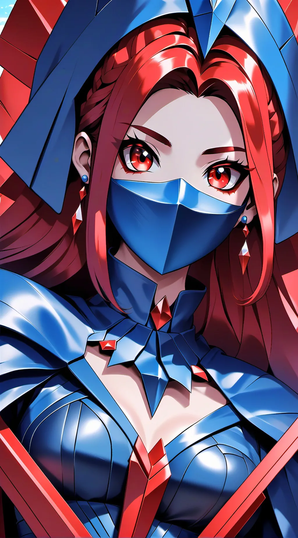 ai character: frost red background