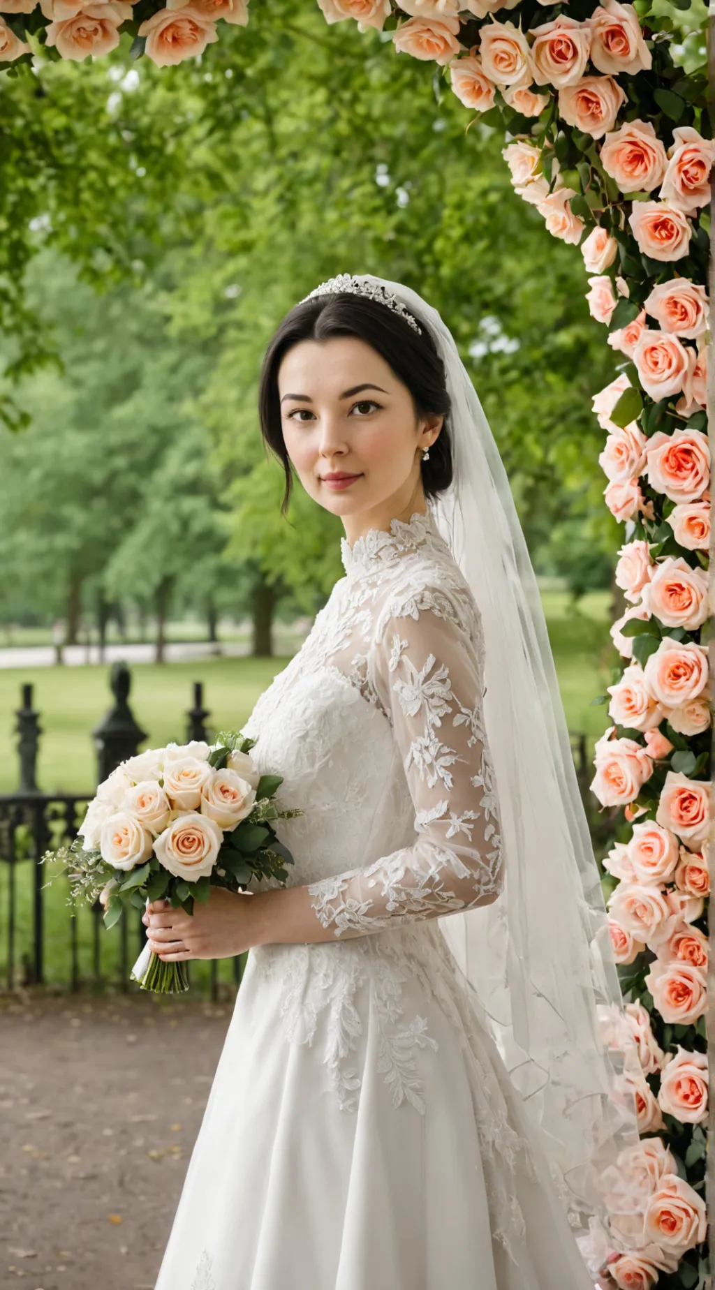 ai character: Alexandra(bride) background