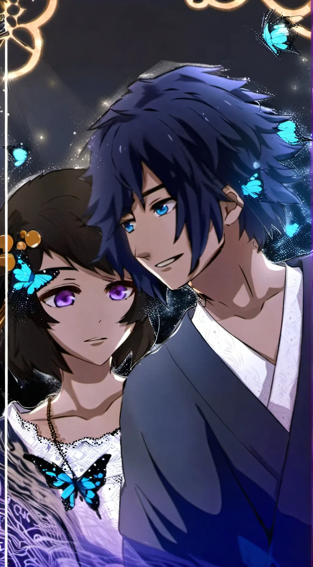 ai character: giyu et Shinobu  background