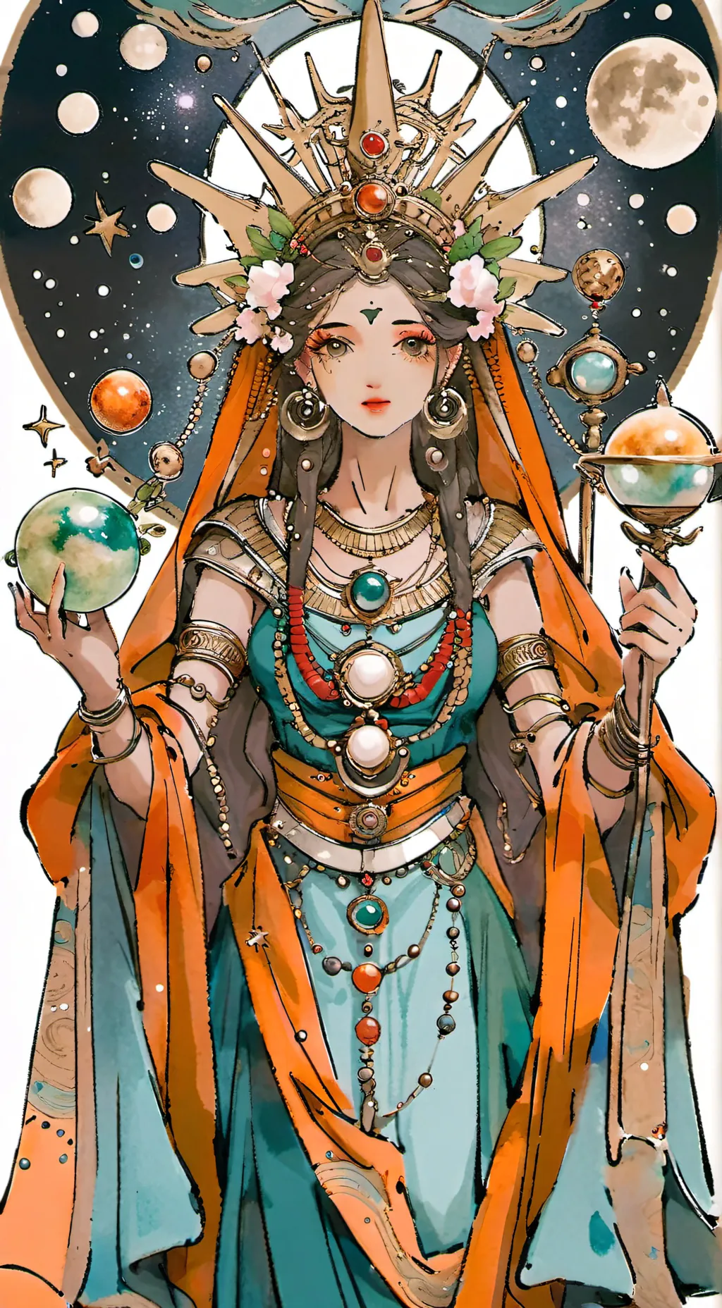 ai character: Goddess of planets background