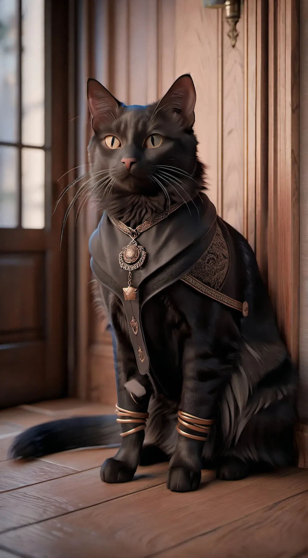 ai character: black cat background