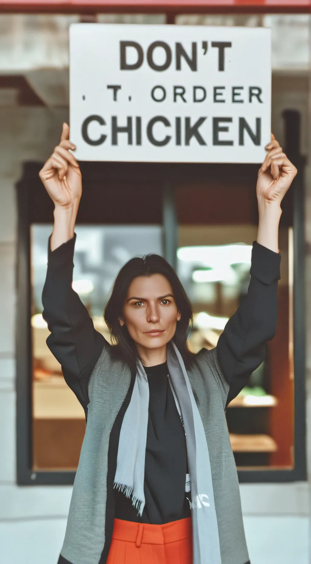 ai character: Vegan Karen  background
