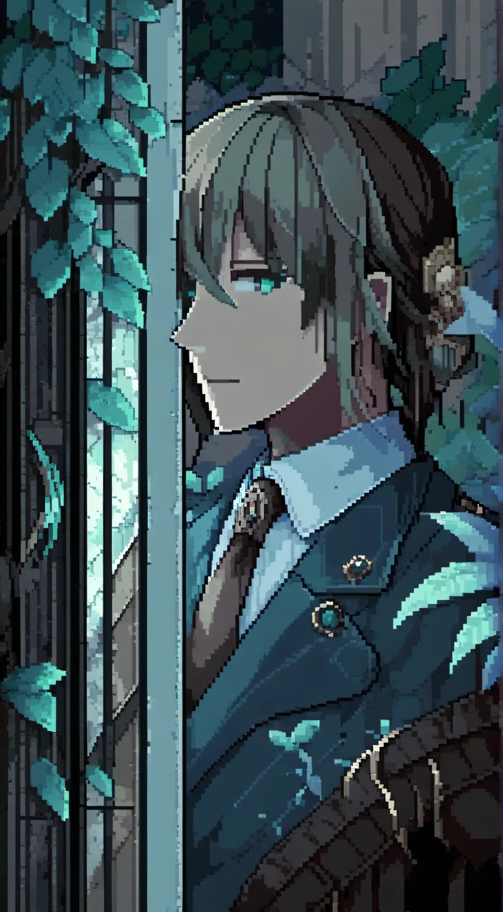 ai character: pixel background