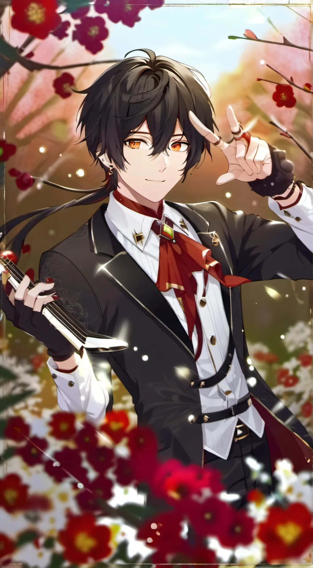 ai character: {💙x🖤} background