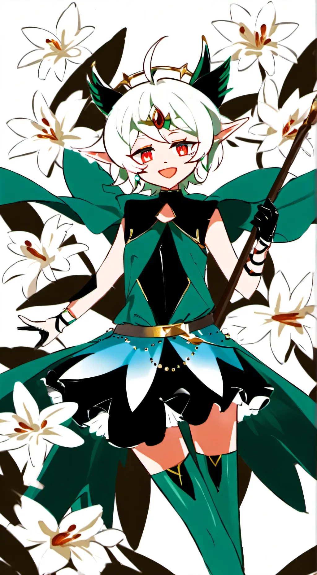 ai character: White lily cookie background