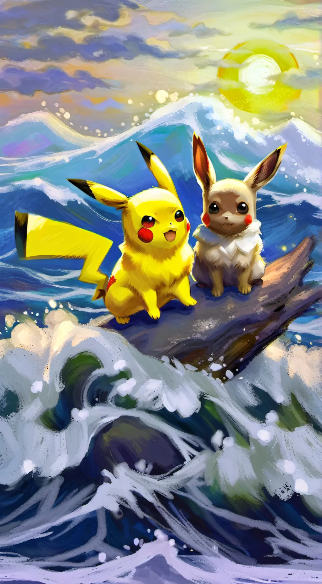 ai character: Pikachu and Eevee background